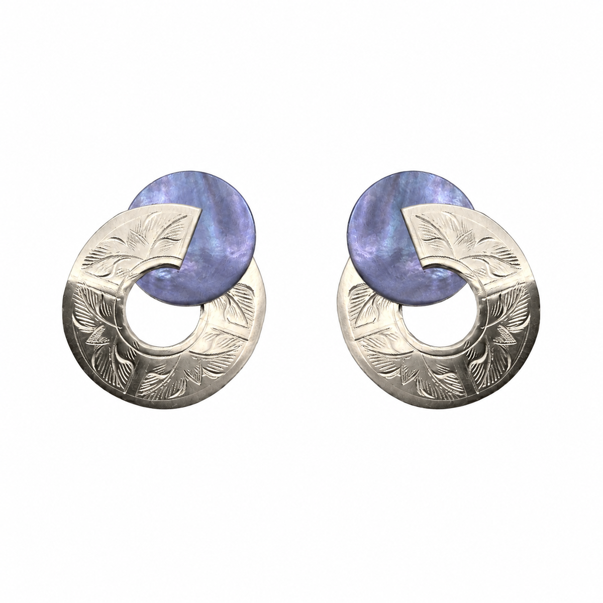 Etched Broken Circle Shell Earrings