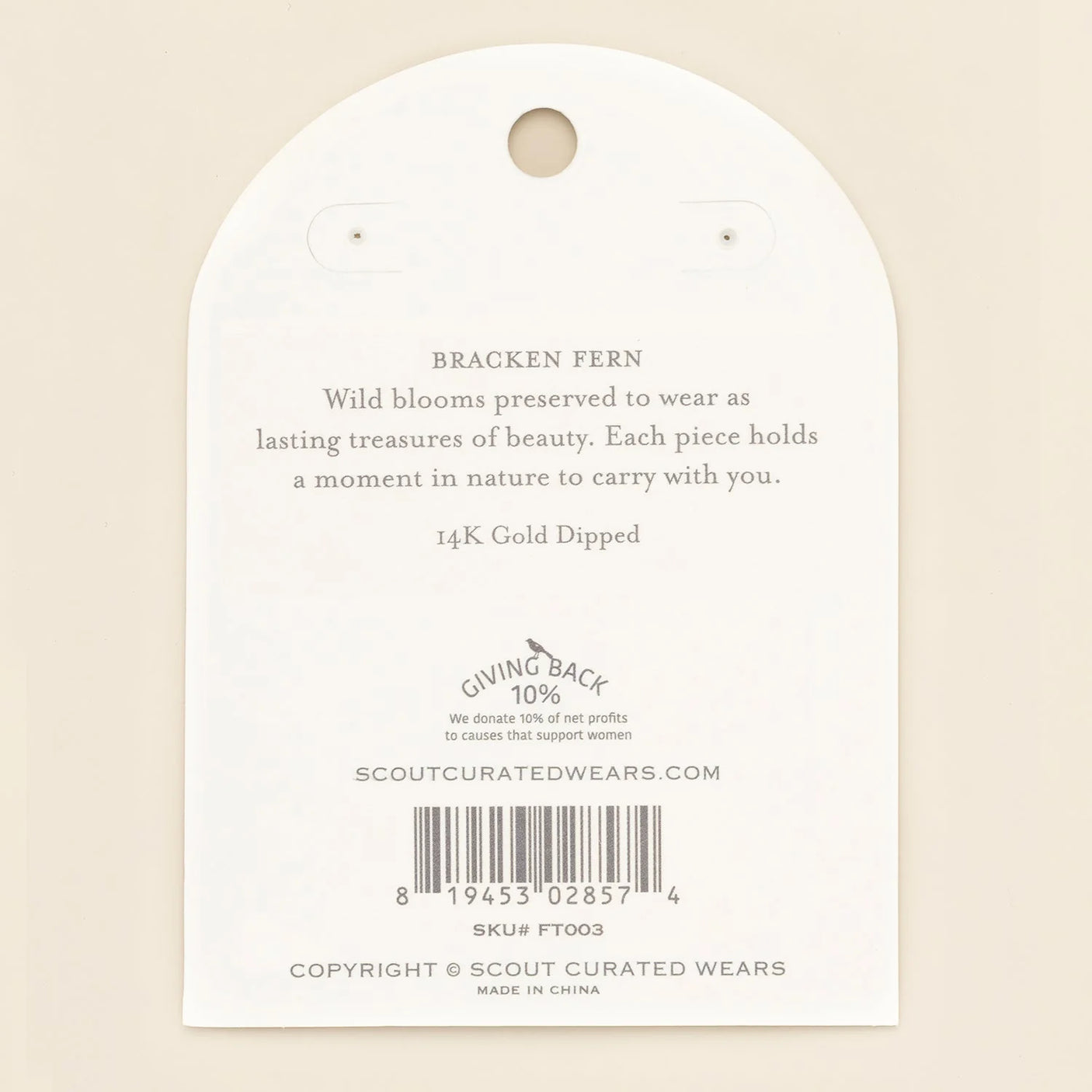 Pressed Flower Threader Earrings - Gold - Green Bracken Fern