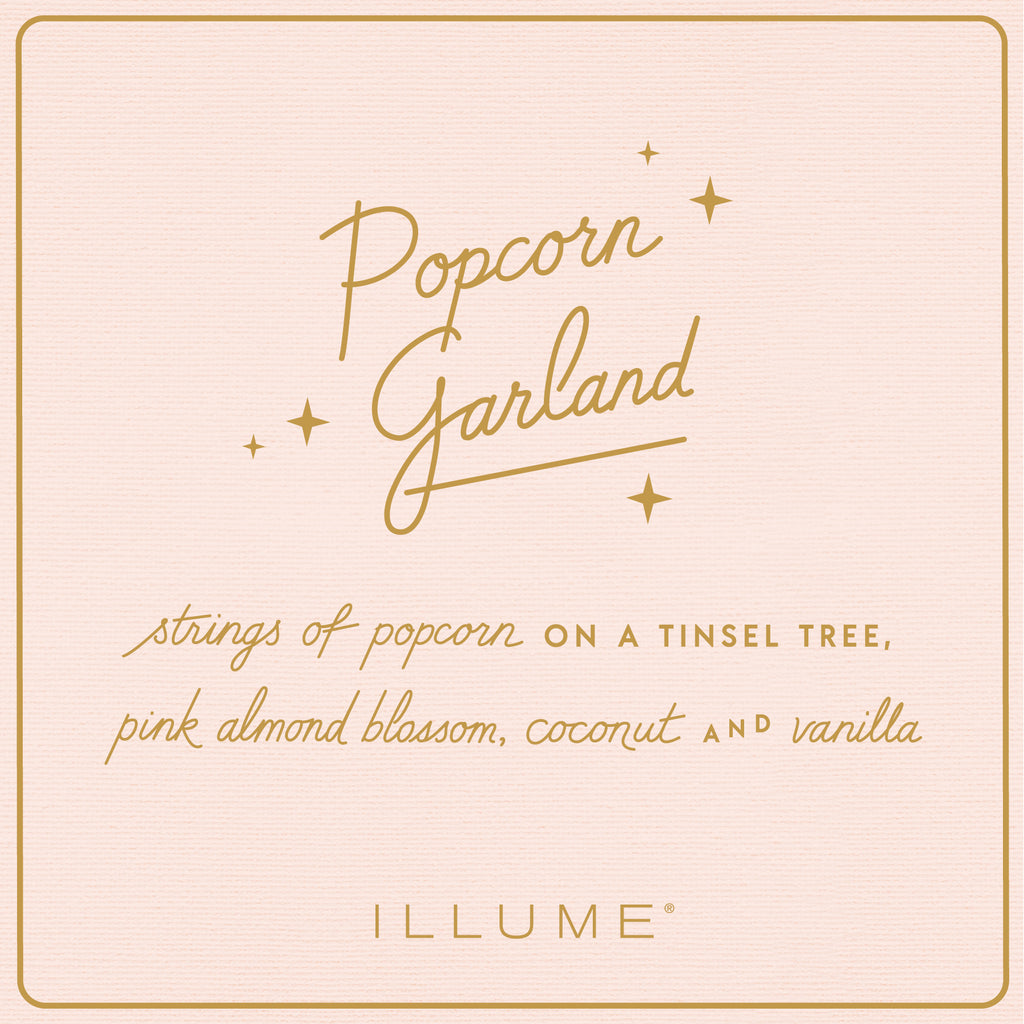 Memories of Popcorn Garland Iridescent Striped 9.3 oz Christmas Soy Candle