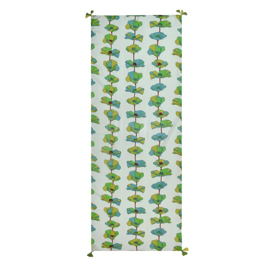 Garland Poppy Print Viscose Tassel Scarf - Green