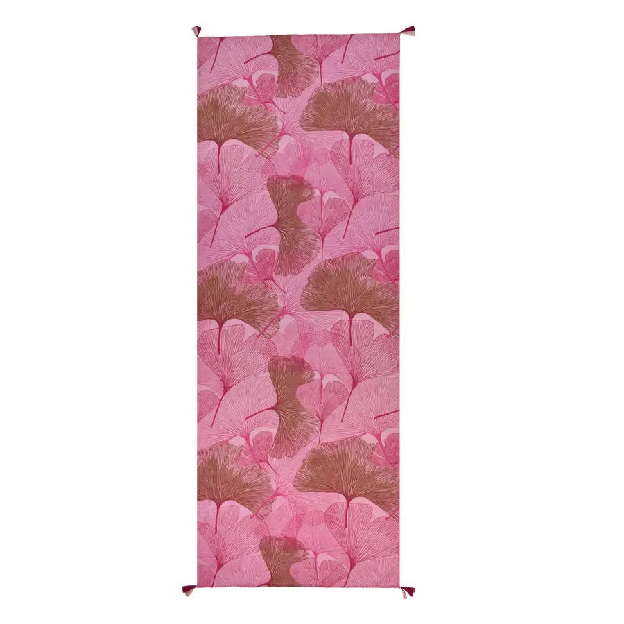 Hand Printed Overlapping Ginko Viscose Scarf - Pink