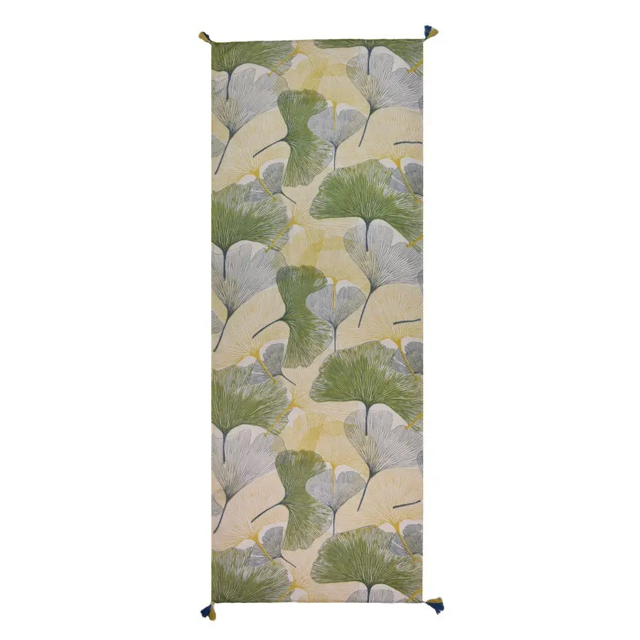 Hand Printed Overlapping Ginko Viscose Scarf - Yellow & Green