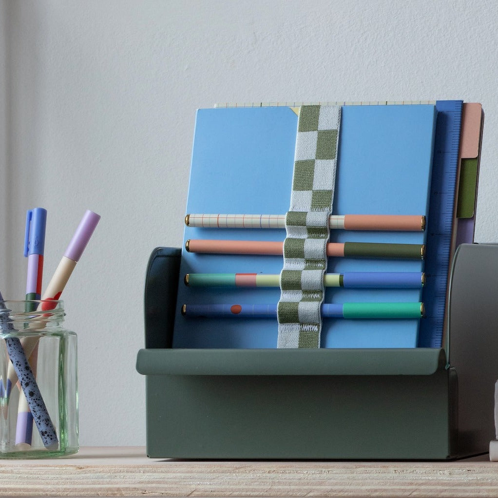 Inkerie Green Pen Holder Book Band Lifestyle