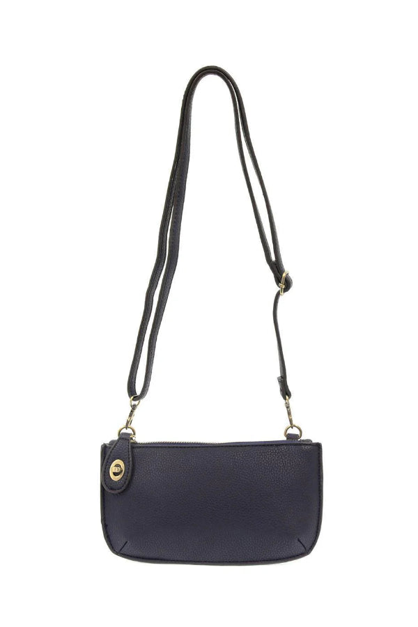 Vegan Leather Mini Crossbody Clutch - Navy