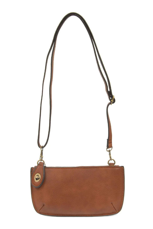 Vegan Leather Mini Crossbody Clutch - Dark Maple