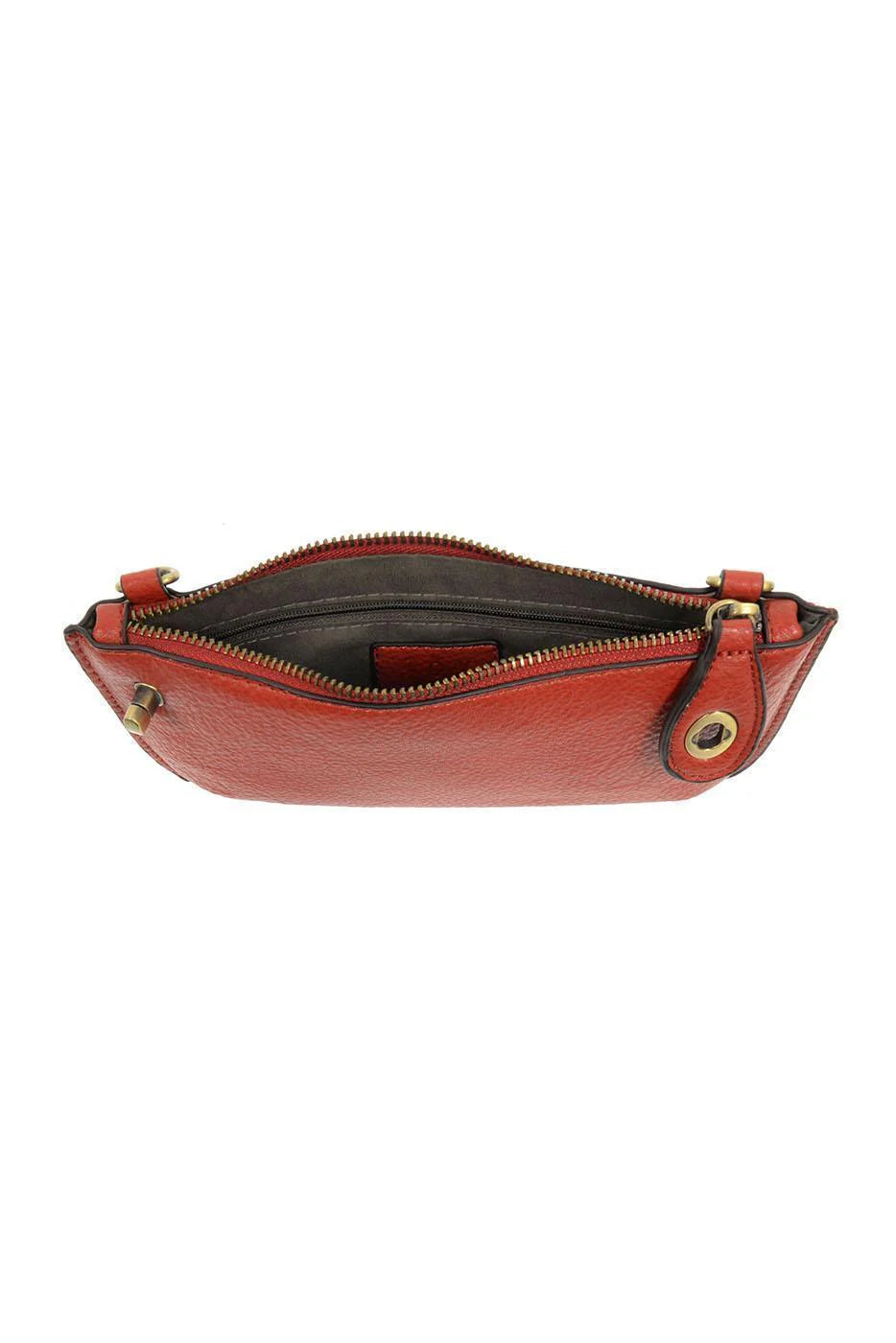 Vegan Leather Mini Crossbody Clutch - Cherry Red