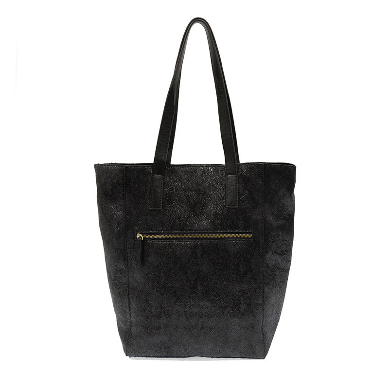 Vegan Leather Python Jasalyn Tote Bag - Black Back View