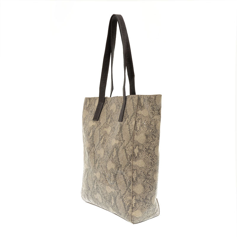 Vegan Leather Python Jasalyn Tote Bag - Natural Side View