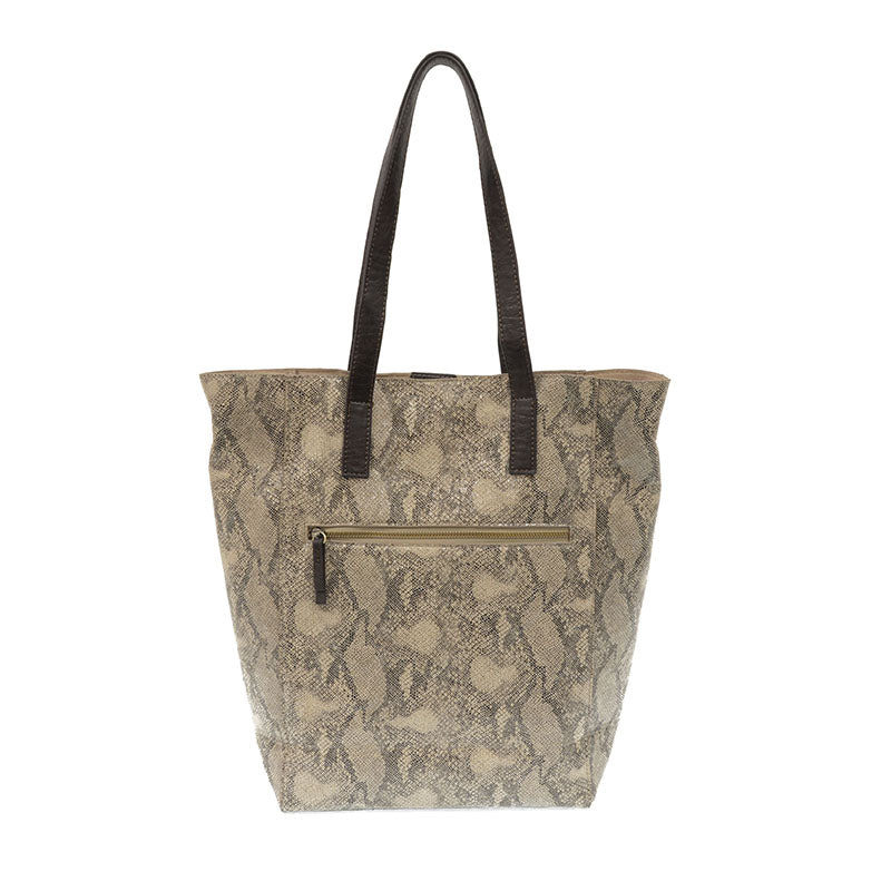 Vegan Leather Python Jasalyn Tote Bag - Natural Back View