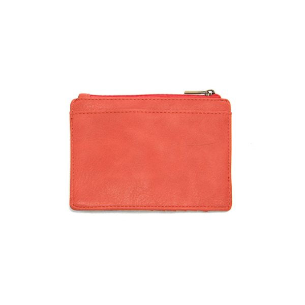 Vegan Leather Penny Mini Travel Wallet - Living Coral