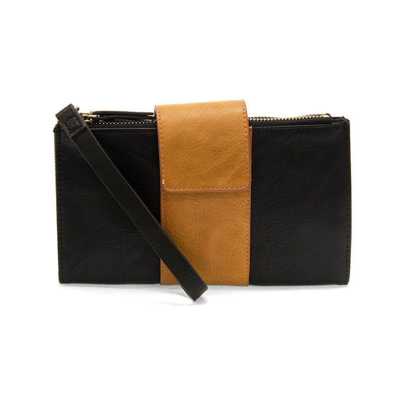 Colorblock Vegan Leather Cami Crossbody - Black/Almond