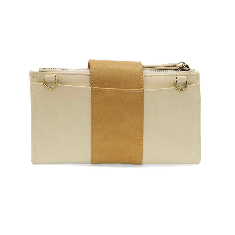 White Tan Colorblock Vegan Leather Cami Crossbody Removable Crossbody Strap