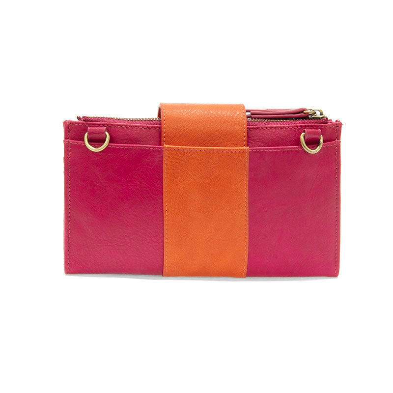 Fuchsia Orange Colorblock Vegan Leather Cami Crossbody Removable Crossbody Strap