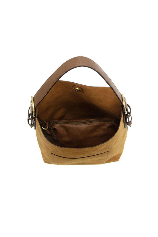 Vegan Suede Hobo Shoulder Bag - Toffee