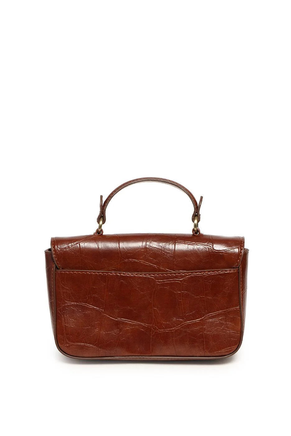 Vegan Leather Wilma Croc Top Handle Crossbody - Pecan