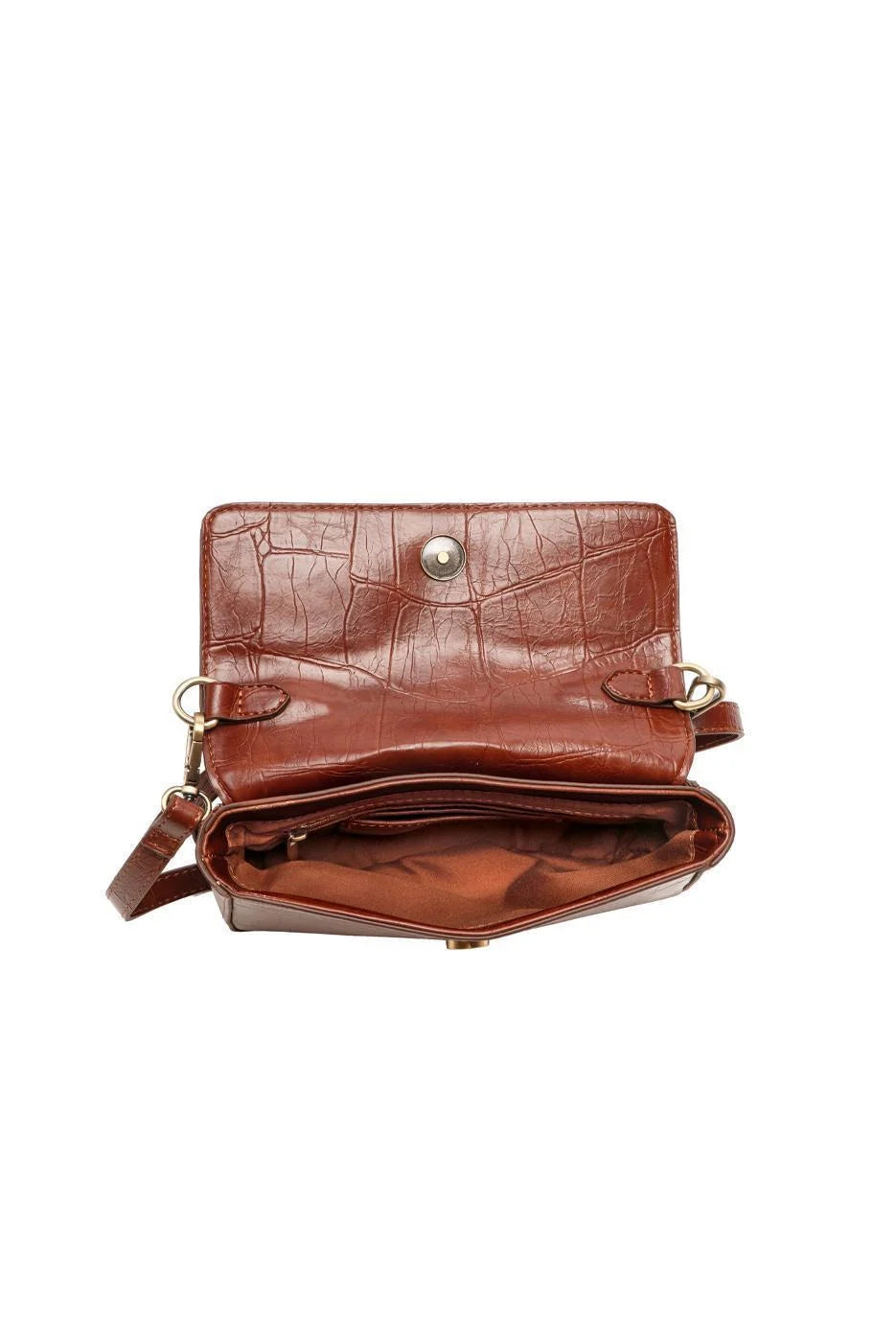 Vegan Leather Wilma Croc Top Handle Crossbody - Pecan