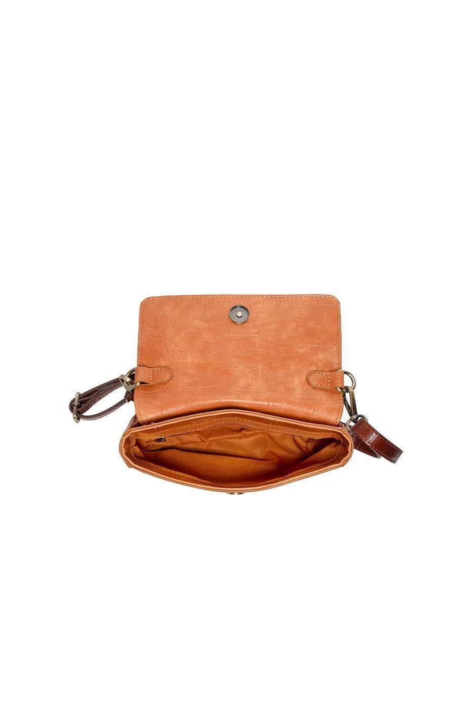 Vegan Leather Wilma Croc Top Handle Crossbody - Golden Tan