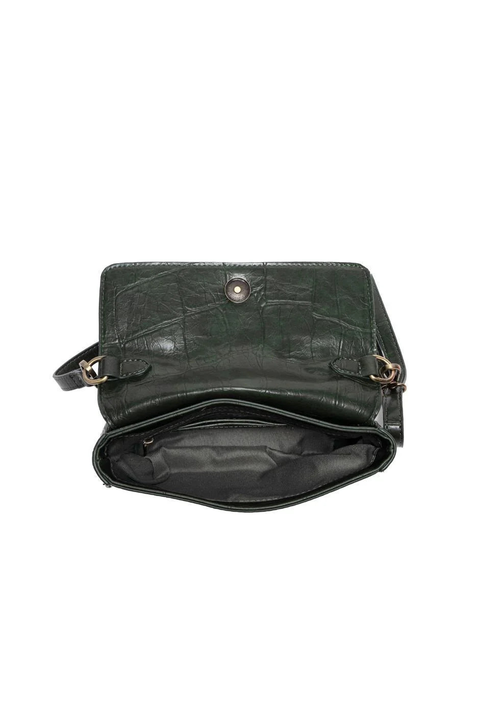 Vegan Leather Wilma Croc Top Handle Crossbody - Bottle Green
