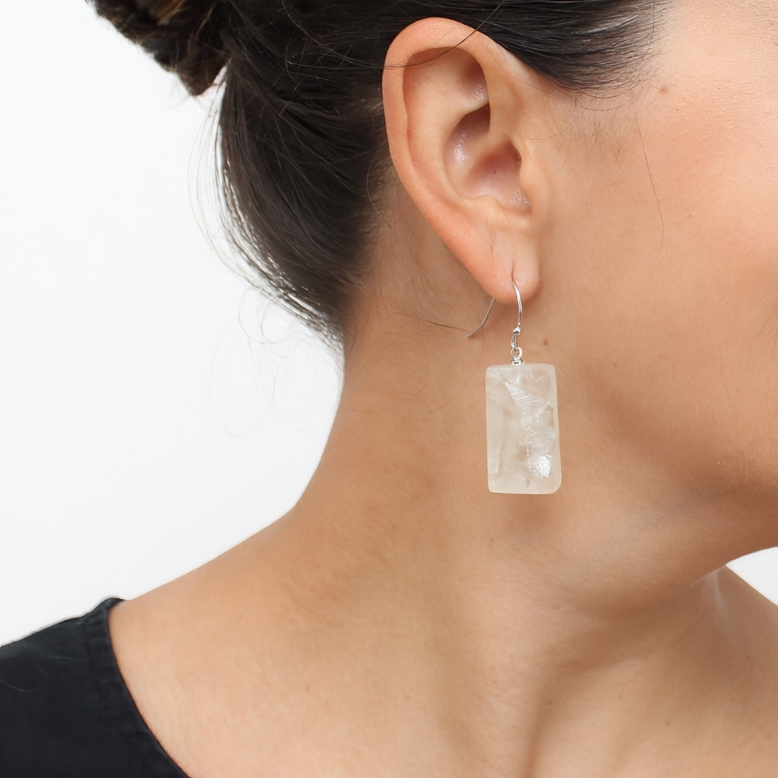 White Watercolor Resin Vega Dangle Earrings