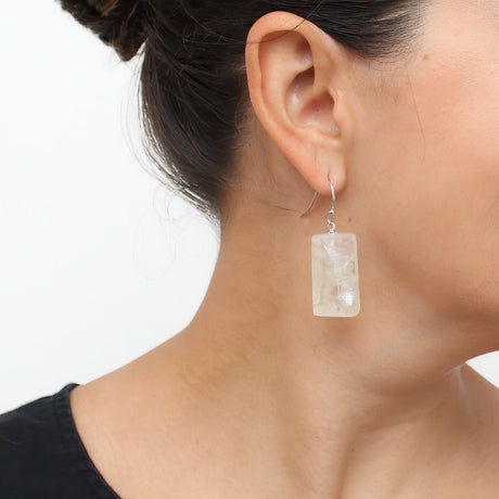 White Watercolor Resin Vega Dangle Earrings
