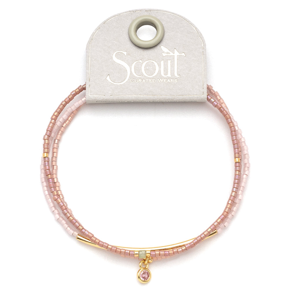 Tonal Chromacolor Miyuki Bracelet Trio - Blush / 14K Gold Plated On Scout Curated Wears Branded Card