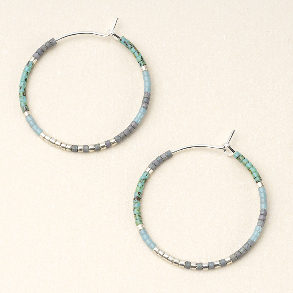 Chromacolor Miyuki Small Hoop Earrings - Turquoise Multi/Sterling Silver