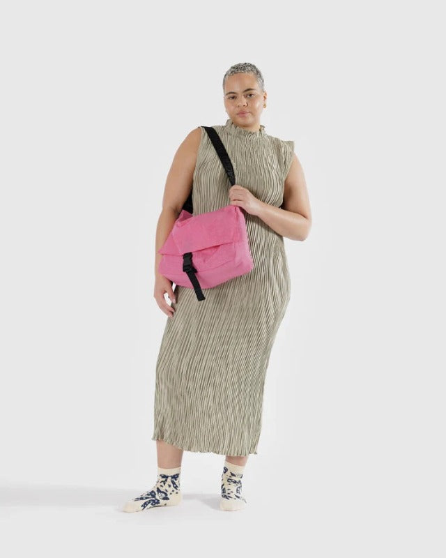 Nylon Messenger Bag - Azalea Pink Lifestyle