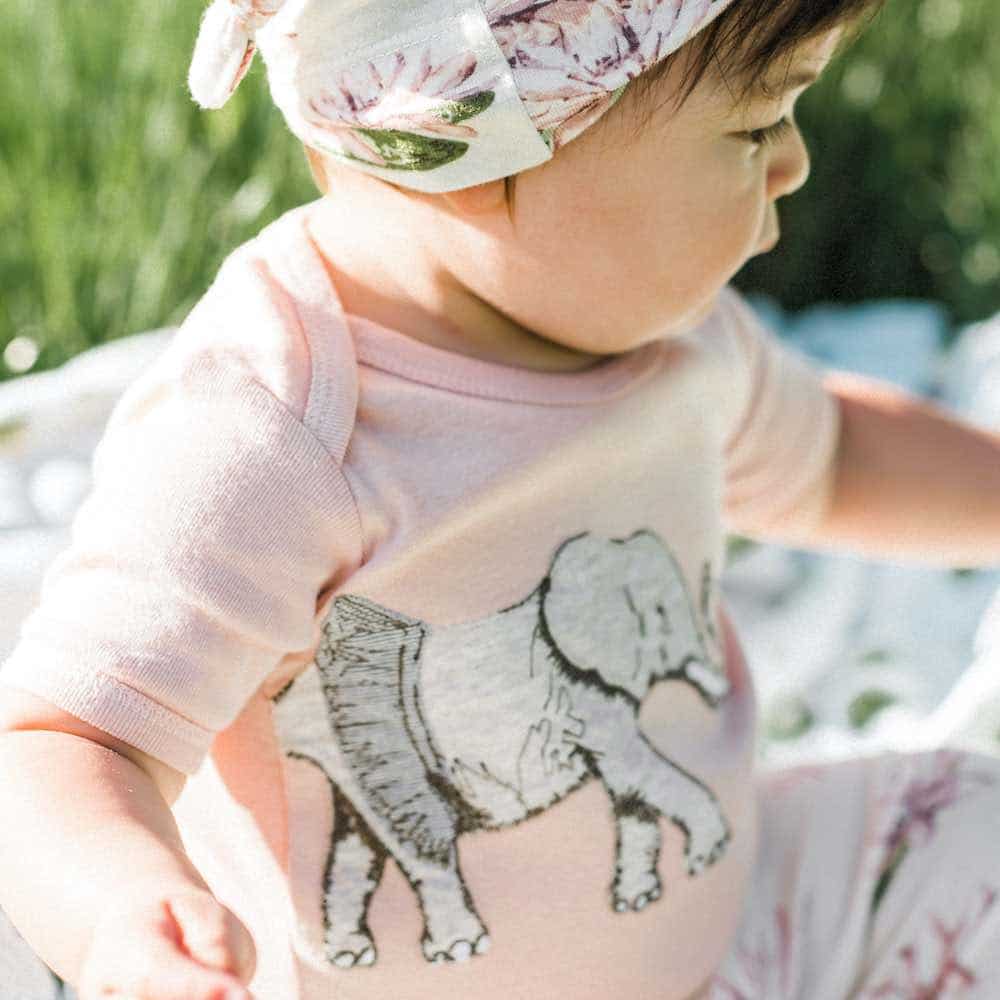 Organic Cotton Short Sleeve Appliqué One Piece - Tutu Elephant Lifestyle