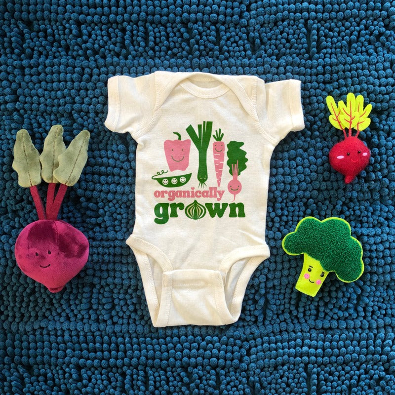 Organically Grown Printed Cotton Baby Onesie Lifestyle