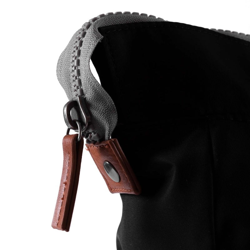 Bantry B Small Sustainable Recycled Nylon Backpack Black Zipper Hardware Detail