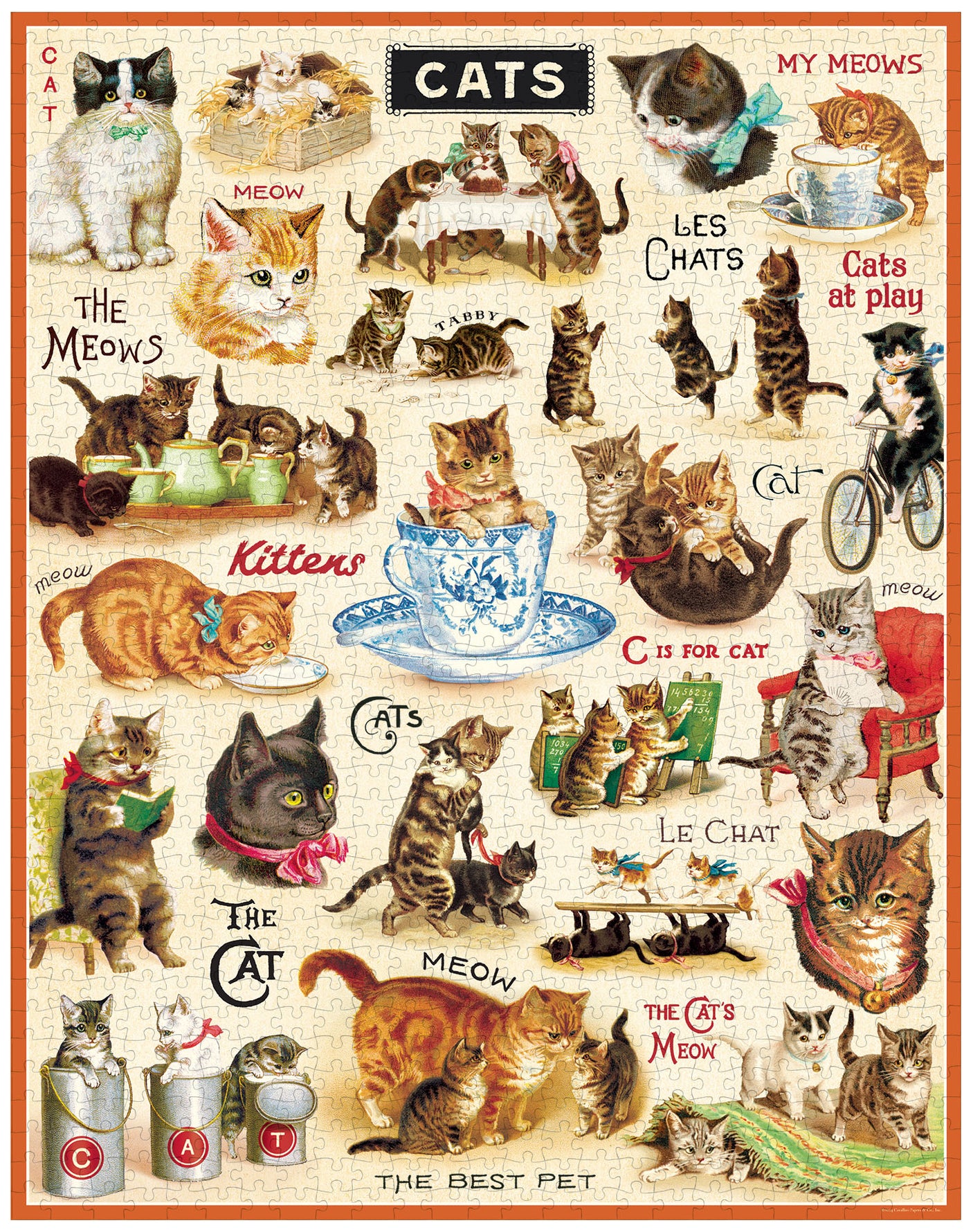1000-Piece Vintage-Style Puzzle – Cats