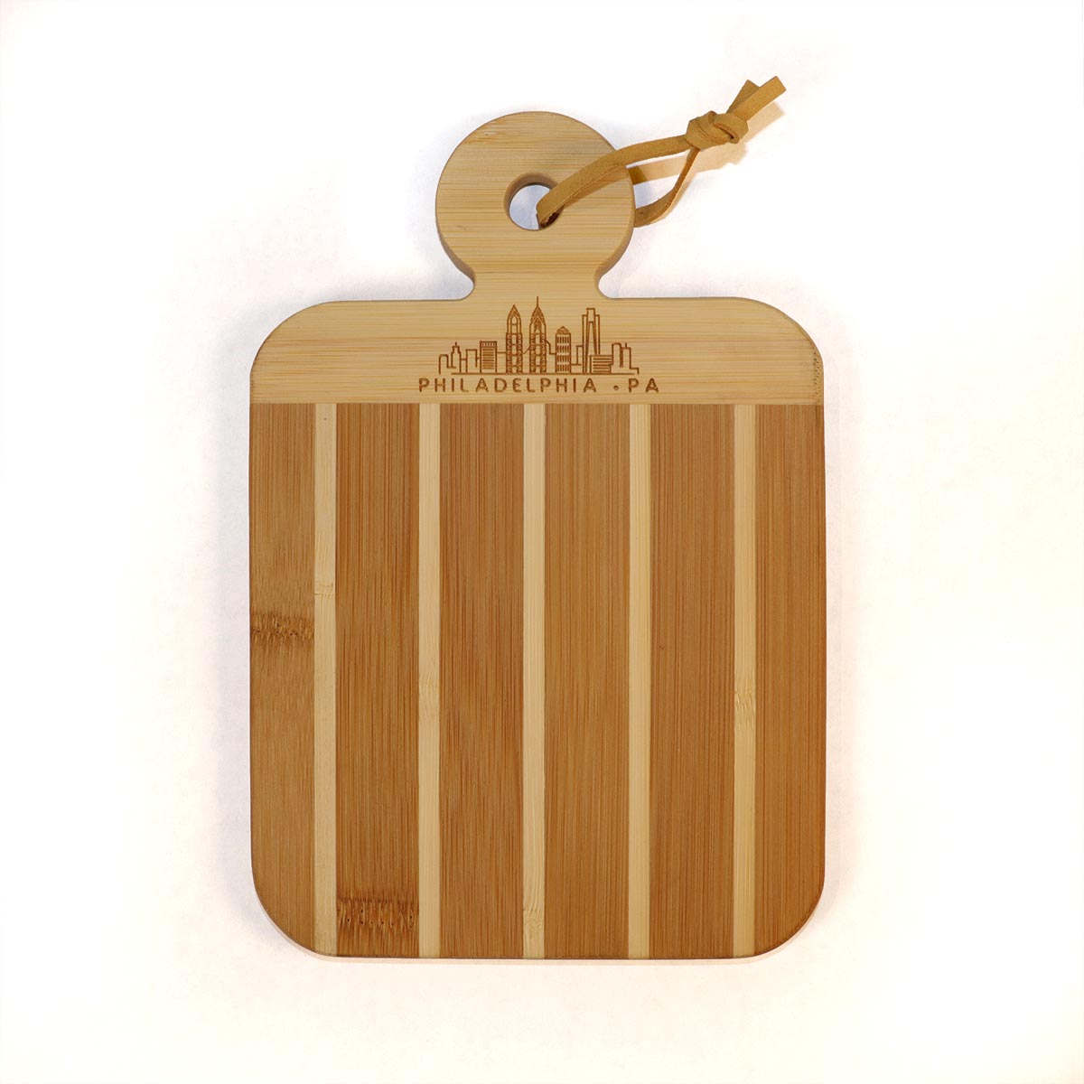 Philadelphia, PA Skyline Engraved Bamboo Cheese Paddleboard