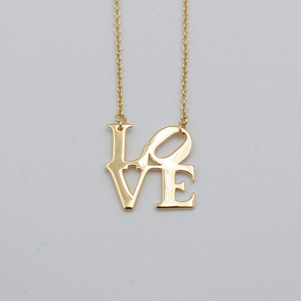 Polished Gold Vermeil LOVE Necklace Large Pendant