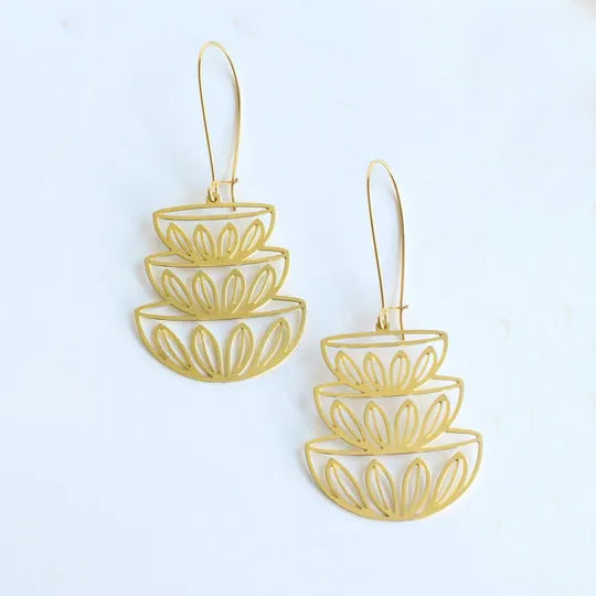 Retro Stacked Mixing Bowl Earrings - Gold