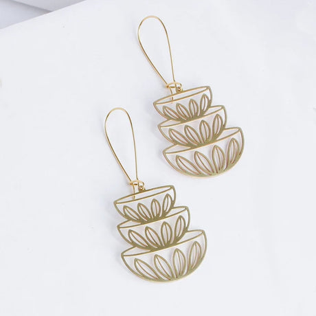 Retro Stacked Mixing Bowl Earrings - Gold