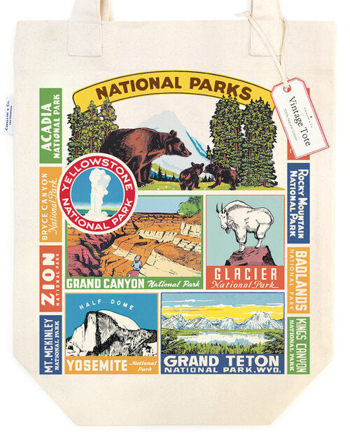 Vintage Print Canvas Tote Bag - National Parks