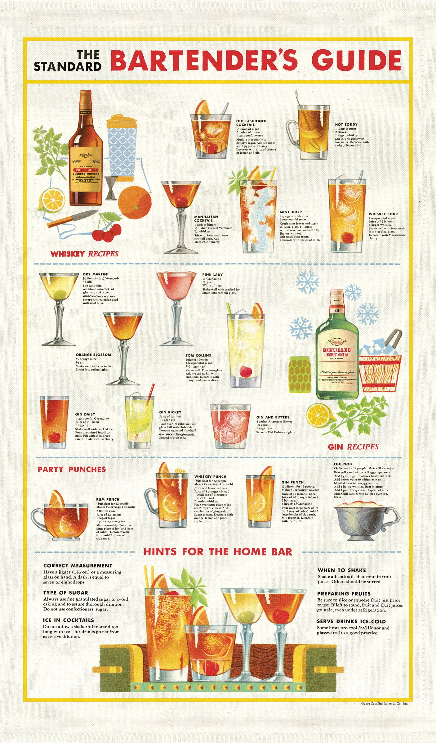Vintage-Style Tea Towel - Bartenders Guide