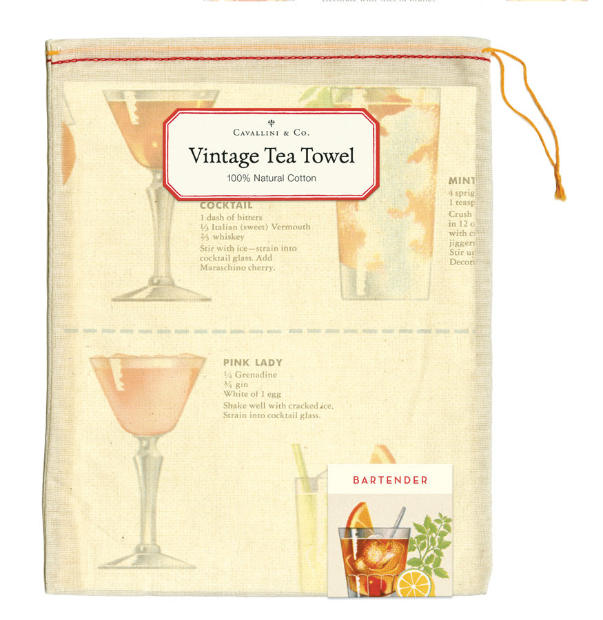 Vintage-Style Tea Towel - Bartenders Guide