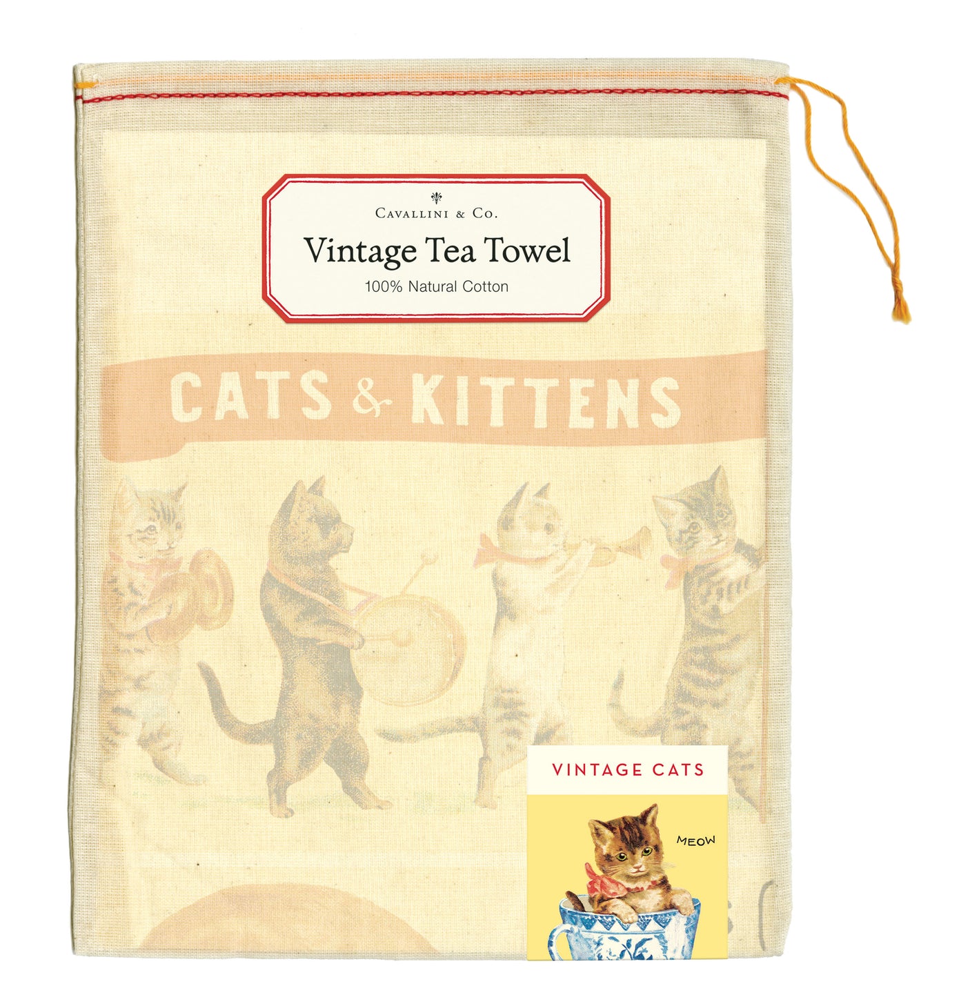 Vintage-Style Tea Towel - Cats