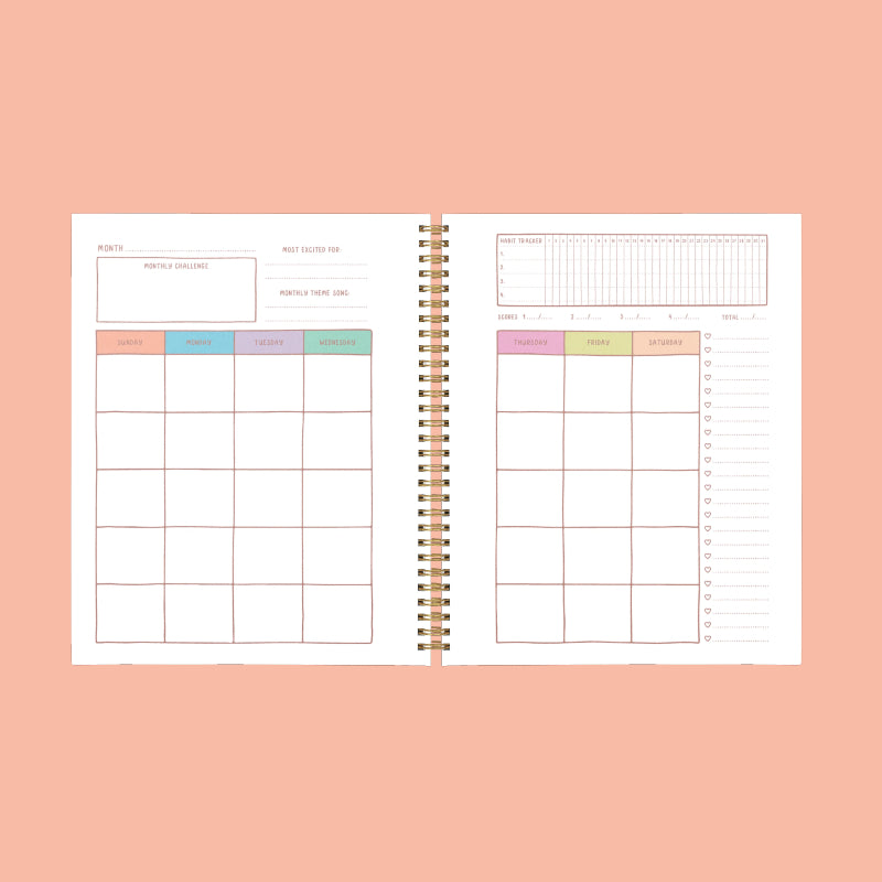 Undated Perpetual Planner - Goal Getter Lite - Trippy Floral Interior Weekly