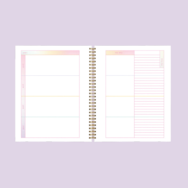 Undated Perpetual Planner - Rainbow Gradient Interior Goals