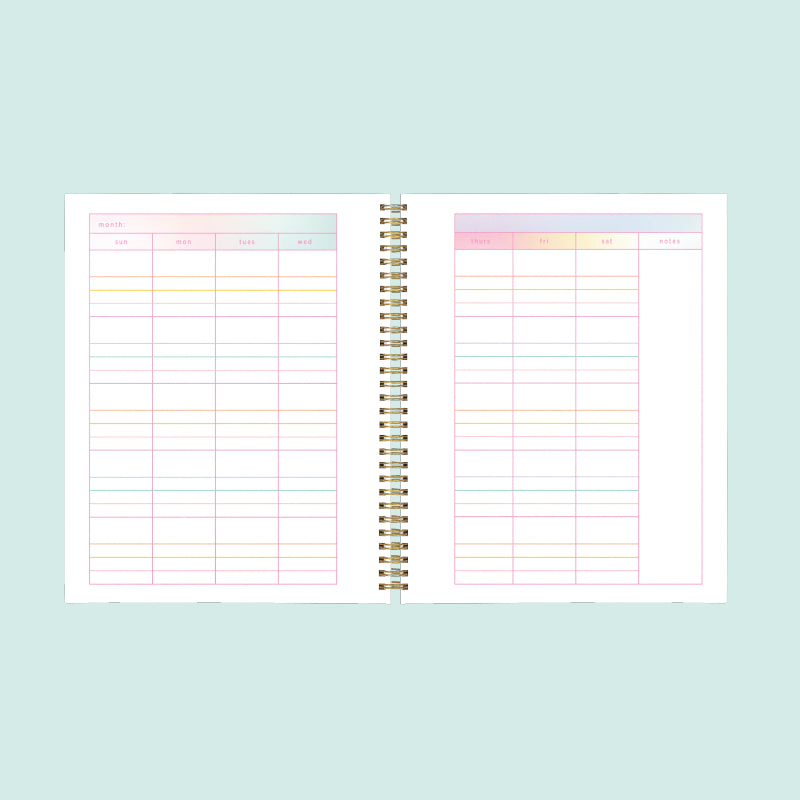Undated Perpetual Planner - Rainbow Gradient Interior Weekly Tasks