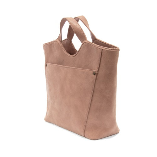Vegan Leather Top Handle Liz Crossbody Bag Dusty Mauve Side Profile