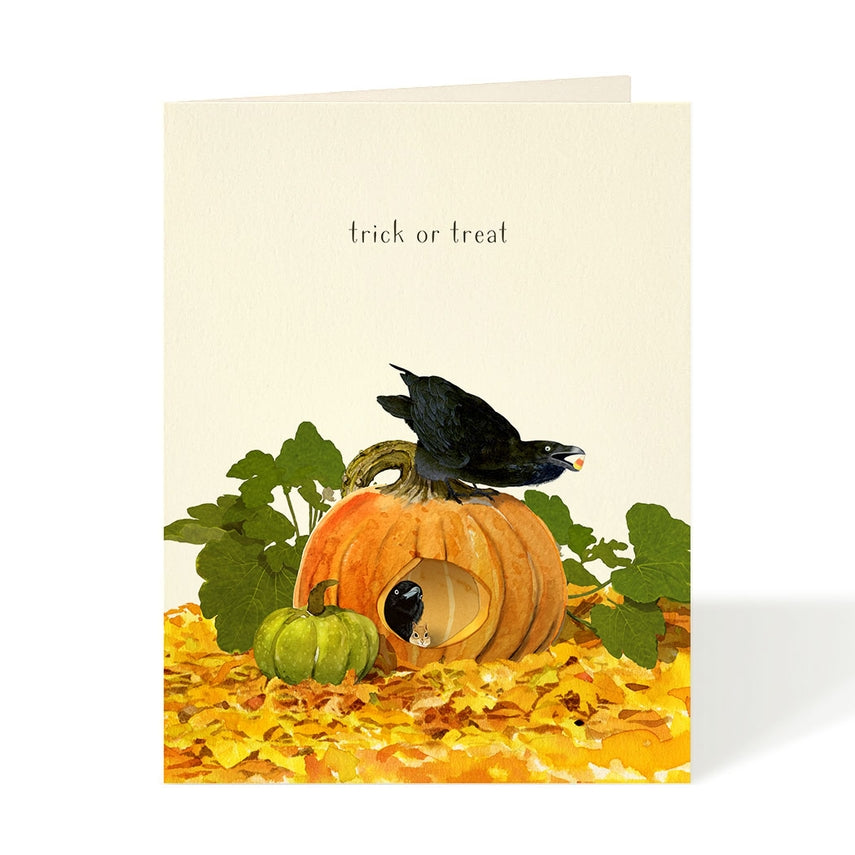 Watercolor Halloween Autumn Greeting Card