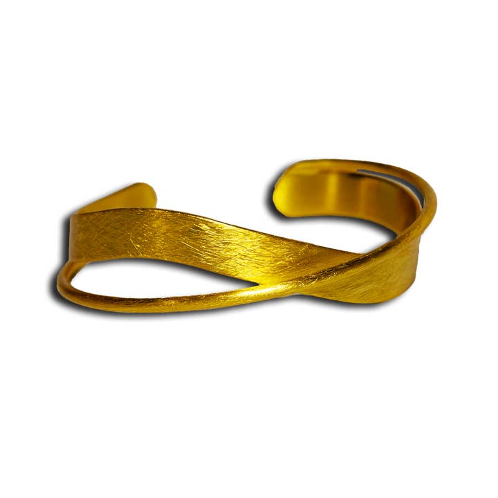 Matte Brushed Swirl All Occasions Cuff Bracelet - Gold