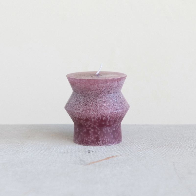 Unscented Totem Pillar Candle 3" H in Purple Mauve Lifestyle
