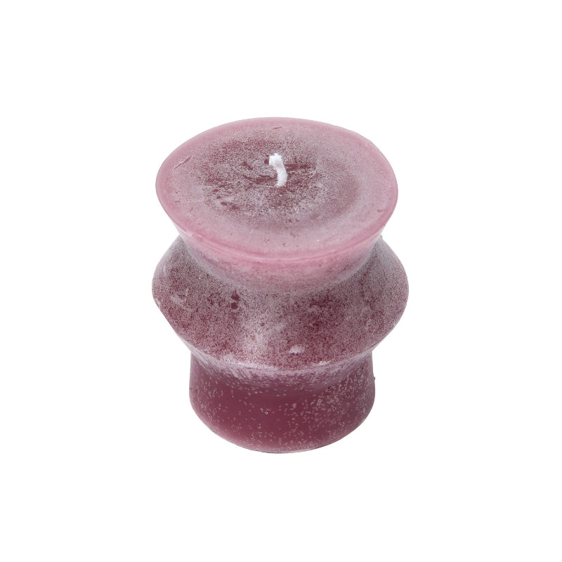 Unscented Totem Pillar Candle 3" H in Purple Mauve Top View of Wick