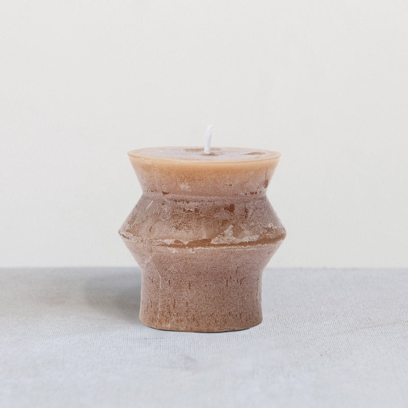 Unscented Totem Pillar Candle 3" H in Cappuccino Brown Lifestyle Alternative