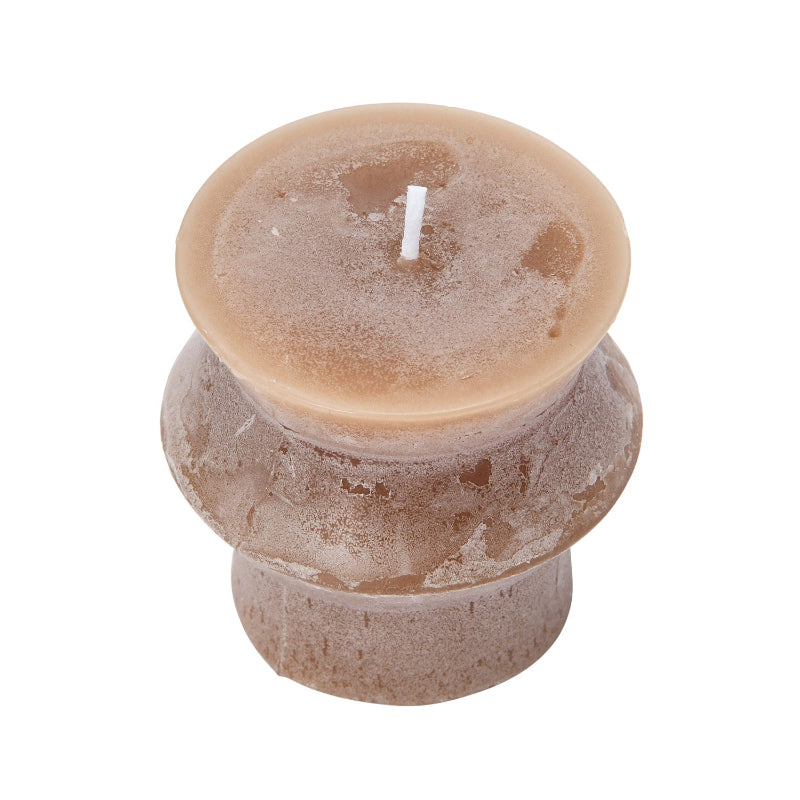 Unscented Totem Pillar Candle 3" H in Cappuccino Brown Wick