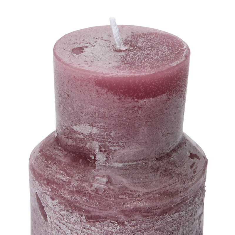 Unscented Sculpted Totem Pillar Candle 6" H in Purple Mauve Wick